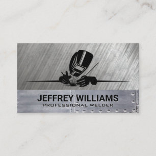 Welder Working   Metal Rivets   Steel Business Card
