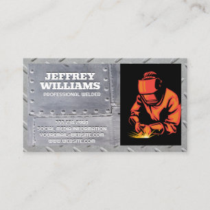 Welder Working   Sparks   Metal Steel   Rivets Business Card