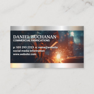 Welder Working with Metal Sparks Fly Business Card