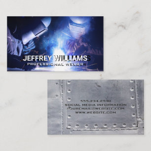 Welders Working Metal Rivets Business Card