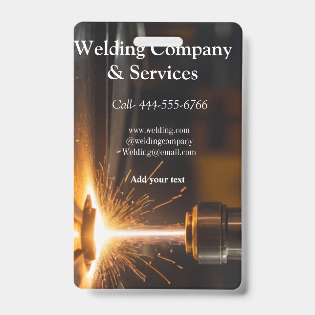 Welding contract construction add name contact no badge (Front)