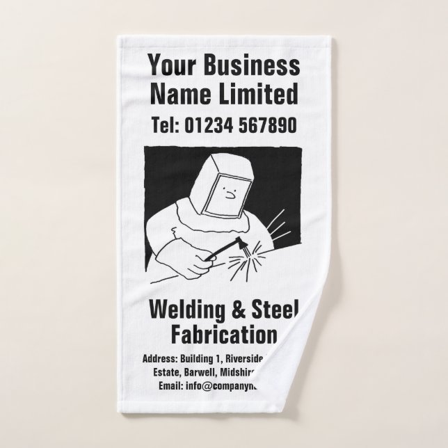 Welding & Fabrication Cartoon Design Hand Towel (Hand Towel)