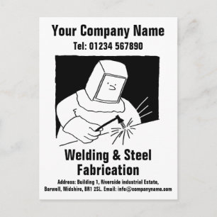 Welding & Fabrication Cartoon to Personalise Postcard
