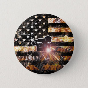 Welding Flag Sparks and Flames 2 Inch Round Button