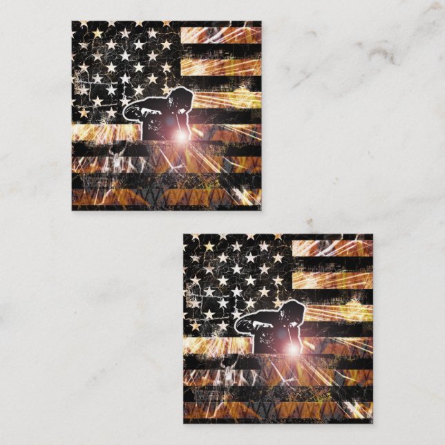 Welding Flag Sparks and Flames Discount Card (Front/Back)