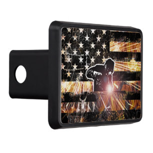 Welding Flag Sparks and Flames Trailer Hitch Cover