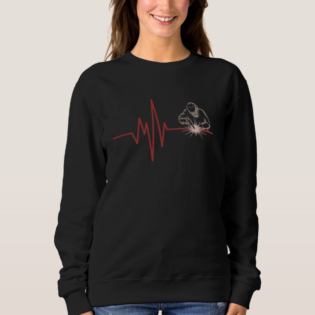 Welding Heartbeat Welder Helmet Fabrication Fusing Sweatshirt (Front)