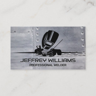 Welding Helmet Metal Business Card