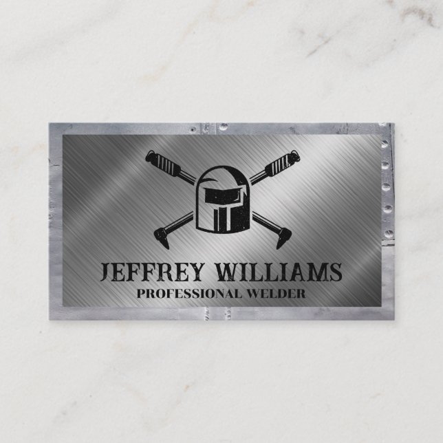 Welding Logo | Metal | Rivets Business Card (Front)