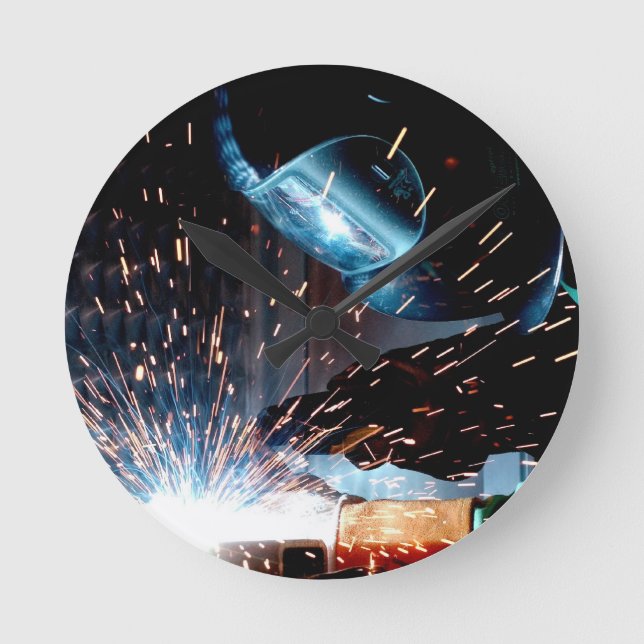 Welding Sparks Round Clock (Front)