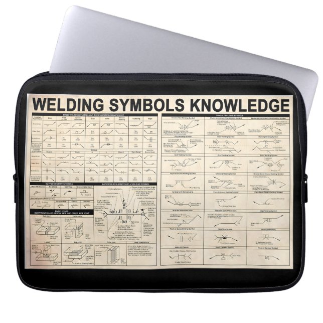 welding symbols knowledge gifts for welder laptop sleeve (Front)