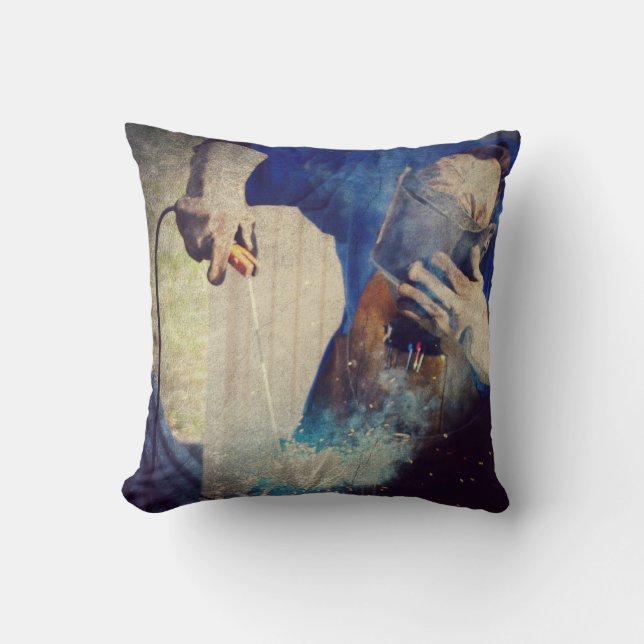 Welding Throw Pillow (Front)