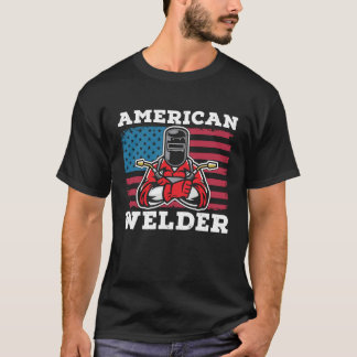 Welding Usa Metal Worker  American Welder Flag T-Shirt