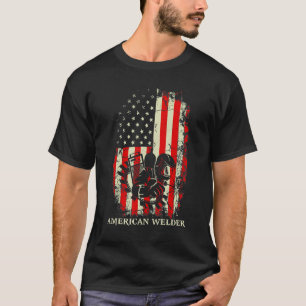 Welding Vintage Distressed American Flag Patriotic T-Shirt
