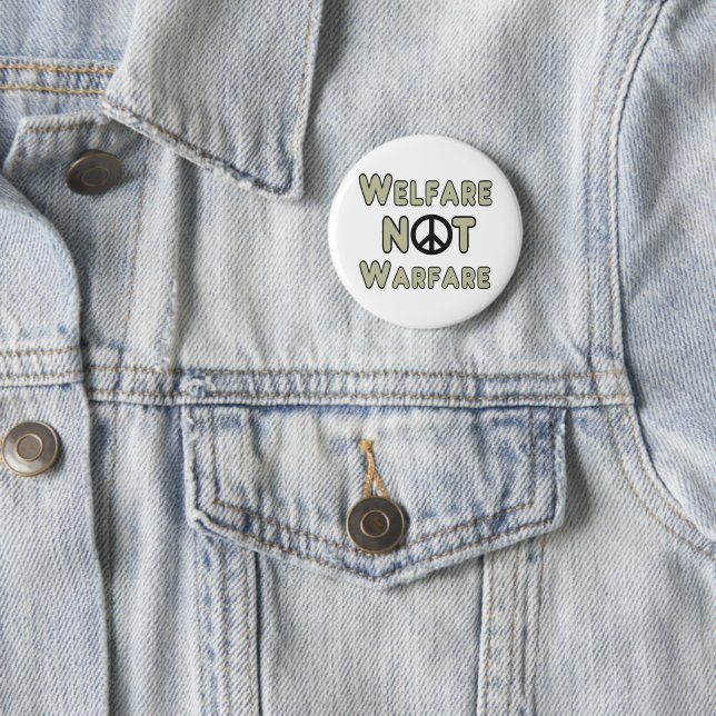 Welfare Not Warfare 2 Inch Round Button (In Situ)
