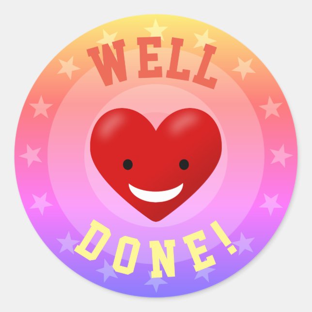 Well Done award Classic Round Sticker (Front)