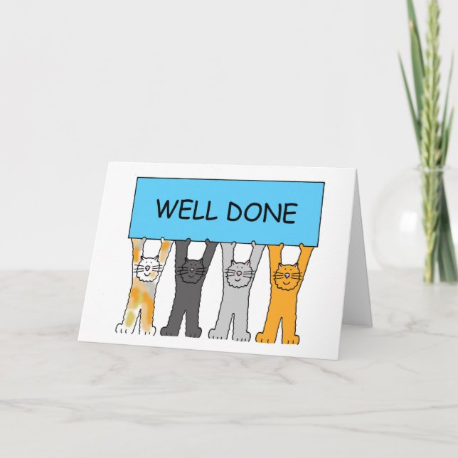 Well Done Cute Cartoon Cats Card (Front)