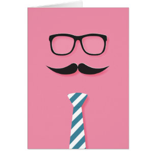 Well Done Dad, glasses, moustache, tie, pink