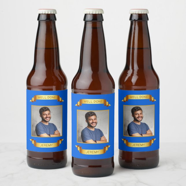 Well Done Gold Scroll, Custom Photo - Personalized Beer Bottle Label (Bottles)