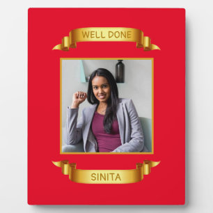 Well Done Gold Scroll, Custom Photo - Personalized Plaque