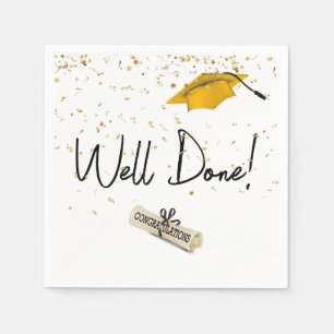 Well Done Graduation Gold Confetti With Gold Cap Napkin