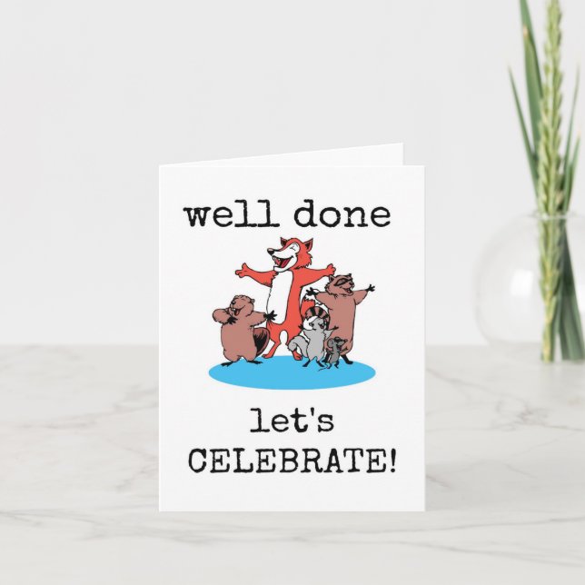 Well Done, Let's Celebrate, Cute Congrats Card (Front)