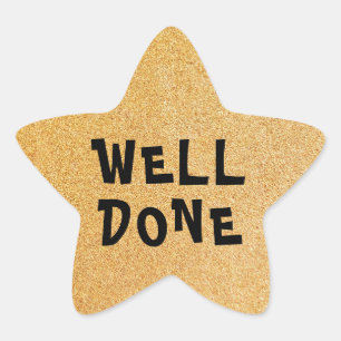 Well Done Personalised Teacher Gold Glitter Star Sticker