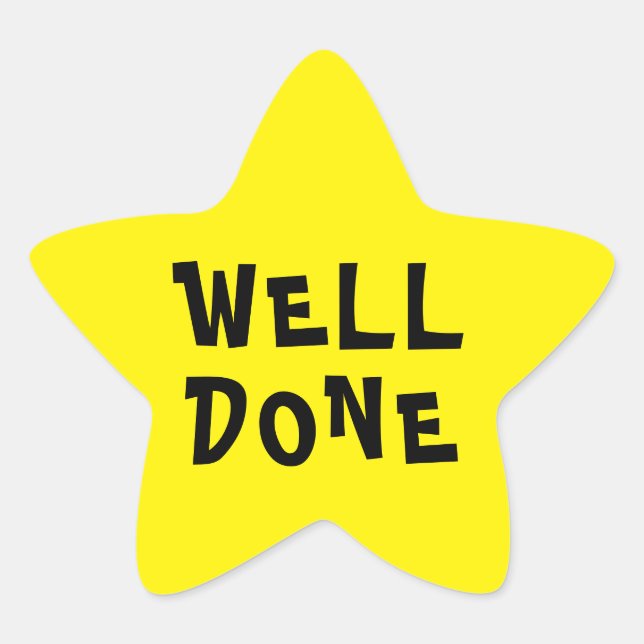 Well Done Personalized Teacher Yellow Star Star Sticker (Front)