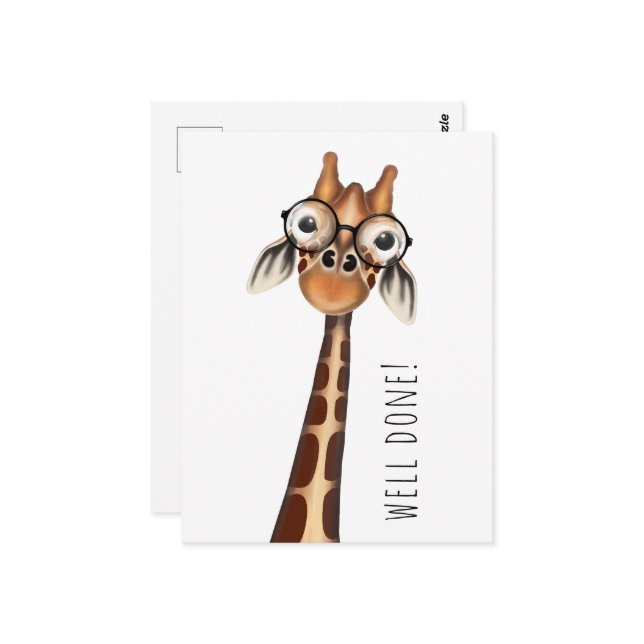 Well Done! Postcard - Studious Giraffe (Front/Back In Situ)