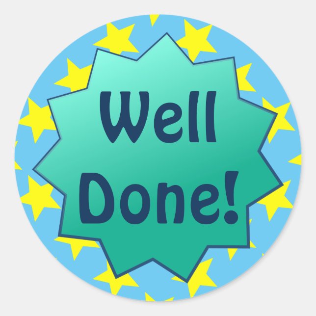 Well Done Reward Classic Round Sticker (Front)