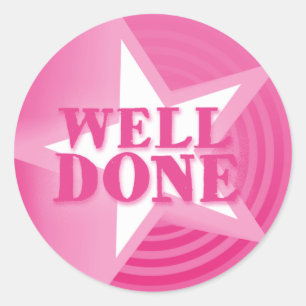 Well done star praise sticker pink