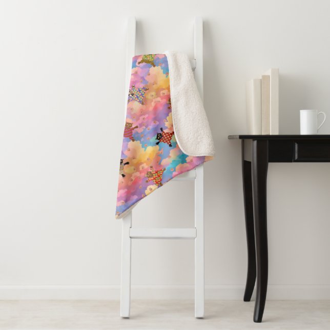 Well Dressed Cats Making Paw Prints in the Clouds Sherpa Blanket (In Situ)