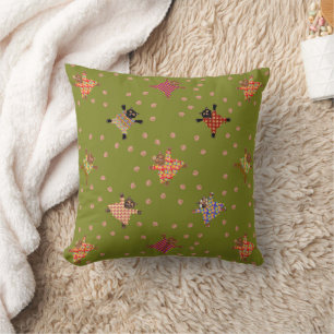 Well Dressed Cats Making Paw Prints in the Grass Throw Pillow