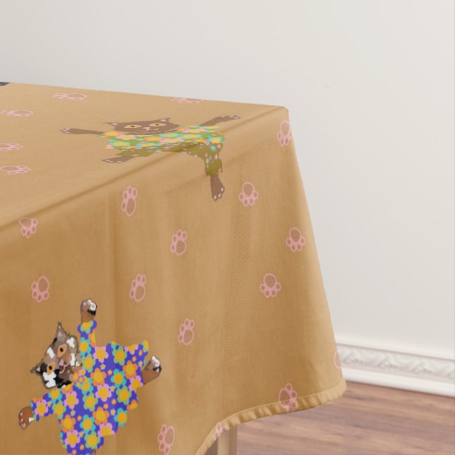 Well Dressed Cats Making Paw Prints in the Sand Tablecloth (In Situ)