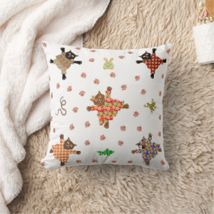 Well Dressed Cats Making Snow Angels Throw Pillow