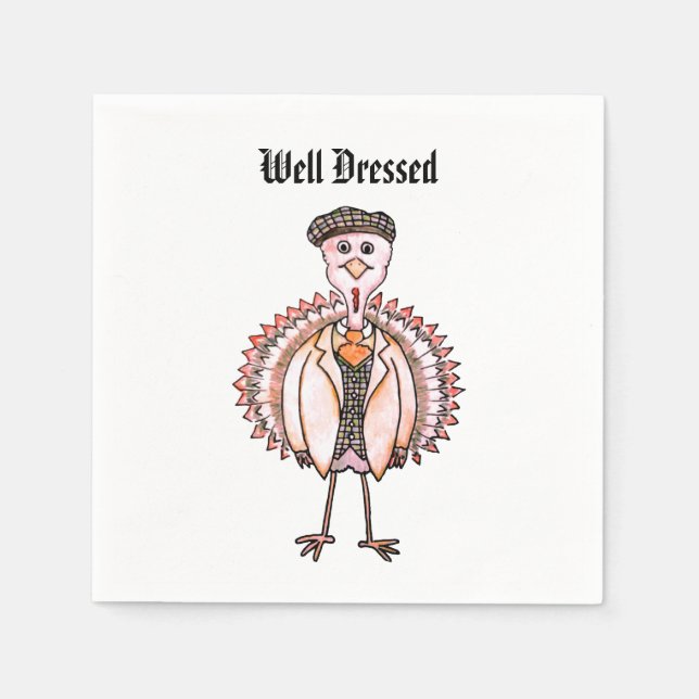 Well Dressed Thanksgiving Turkey Napkin (Front)
