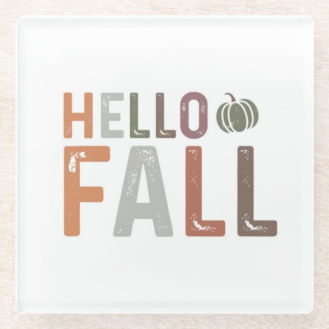 Well Hello Fall Glass Coaster (Front)