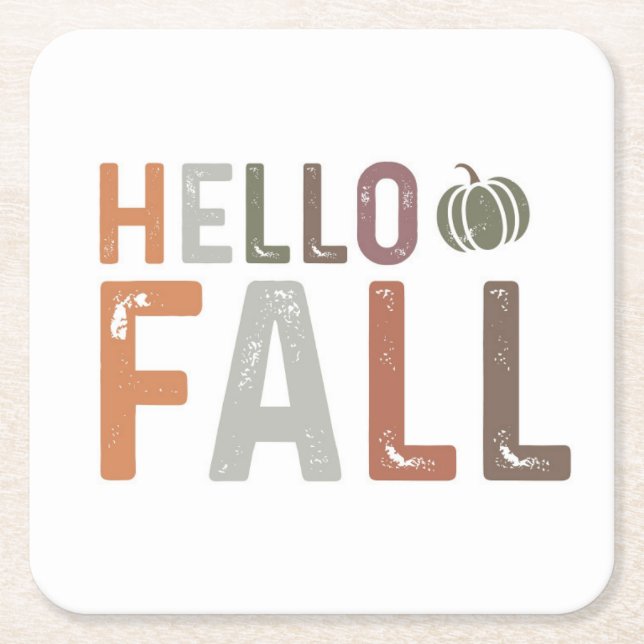 Well Hello Fall Square Paper Coaster (Front)