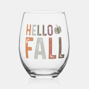 Well Hello Fall Stemless Wine Glass