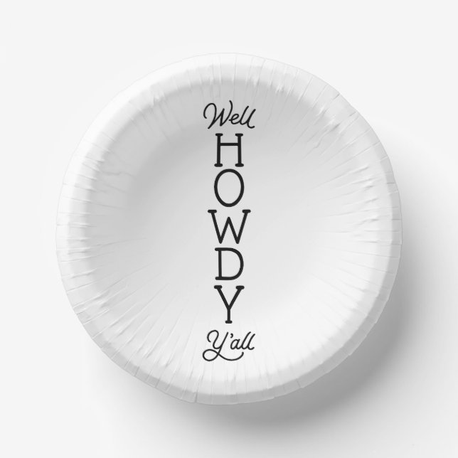 Well, Howdy Y'all Friendly Greeting Southern Charm Paper Plate (Front)