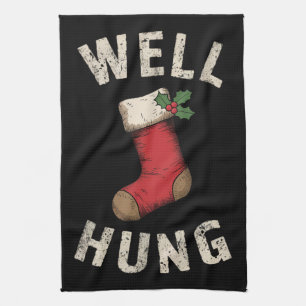 Well Hung Dirty Christmas Stocking Holiday Gift  Kitchen Towel