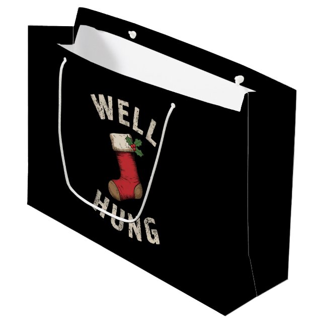 Well Hung Dirty Christmas Stocking Holiday Gift  Large Gift Bag (Front Angled)