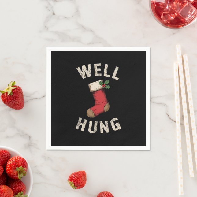 Well Hung Dirty Christmas Stocking Holiday Gift  Napkin (Insitu)