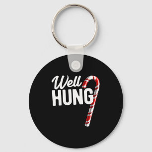 Well Hung Funny Christmas Candy Cane Well Hung Keychain