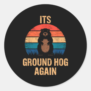 Well Its Groundhog Day Again Funny Groundhog Anima Classic Round Sticker