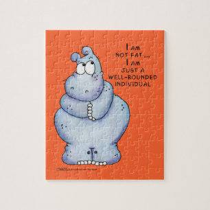 Well-Rounded Hippo-Blue Hippopotamus Jigsaw Puzzle