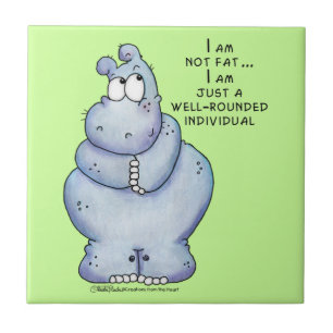 Well-Rounded Hippo-Blue Hippopotamus Tile