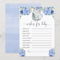 Well wishes for baby boy blue floral elephant 