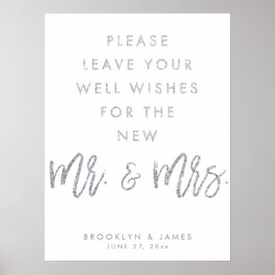 Well Wishes Wedding Sign Silver And White