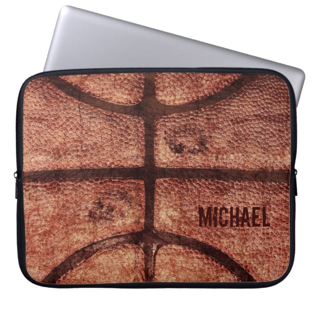 Well worn basketball ball texture laptop case (Front)